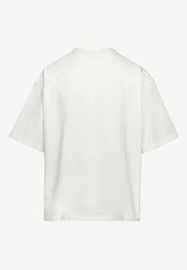 Kremowy T-shirt oversize z grafiką VIORA