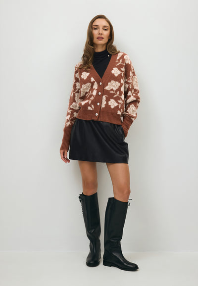 Brązowy sweter w kwiaty VIQUA