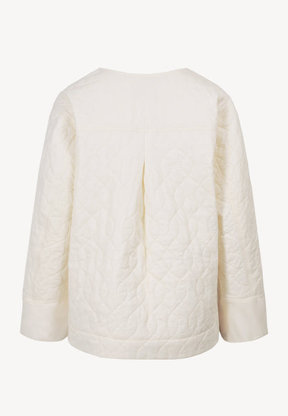 Kremowa kurtka pikowana z ozdobnym kołnierzem ZANNI