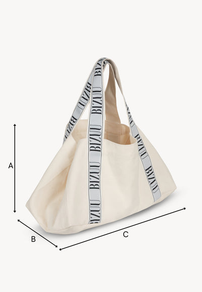 Torba mini shopper z logowanym lampasem BAGO kremowa