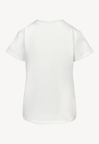 Kremowy T-shirt z rysunkiem koronkowego topu BROOKE