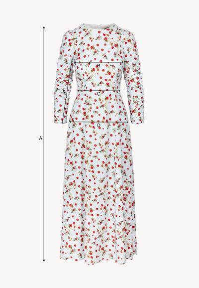 Błękitna sukienka midi w autorski print CALANA