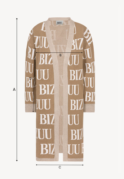 Długi logowany kardigan CHIOS beżowy