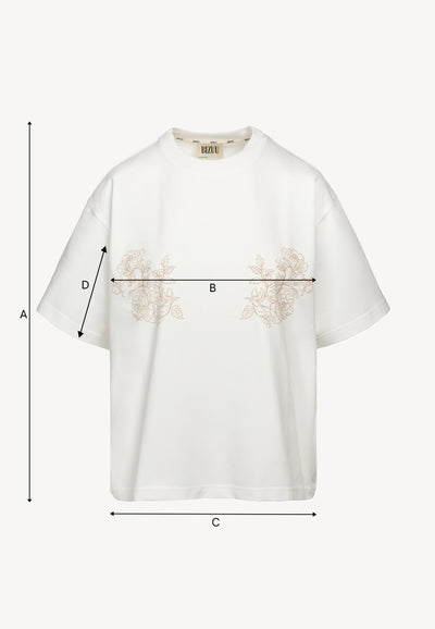 Kremowy T-shirt z autorską grafiką FANYA