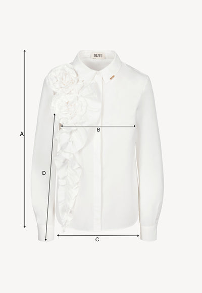 Biała koszula z ozdobnymi kwiatami FLOWYA