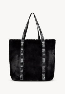Czarna torba shopper z imitacji futra FUZZY