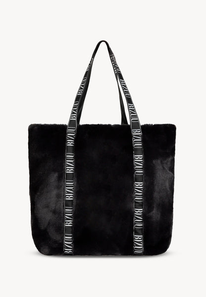 Czarna torba shopper z imitacji futra FUZZY