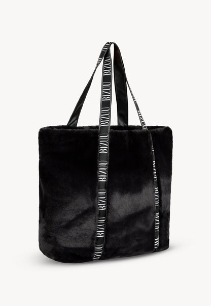 Czarna torba shopper z imitacji futra FUZZY