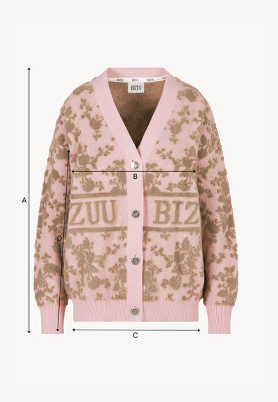 Różowy kardigan w autorski print LANZAR