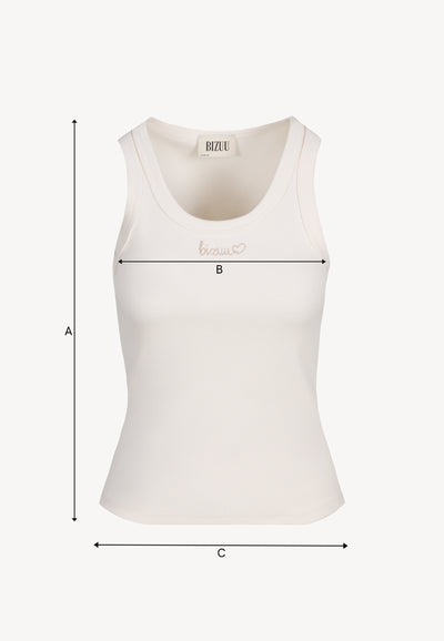 Beżowy top z haftem bizuu LOVIE