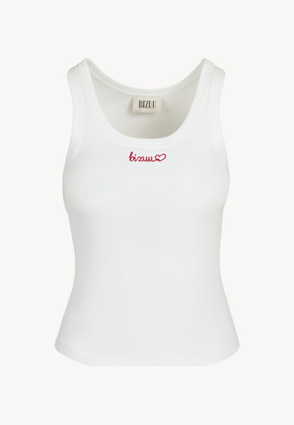 Kremowy top z haftem bizuu LOVIE
