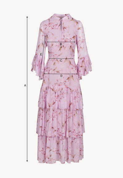 Fioletowa sukienka maxi w autorski print MASSI