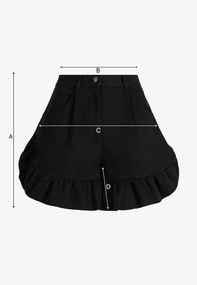 Czarne spodenki zakończone falbankami NEYO