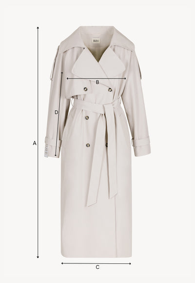 Beżowy damski płaszcz oversize z lampasem RACHELLA