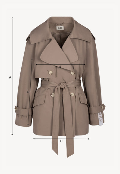 Krótki trencz dwurzędowy RACHY taupe