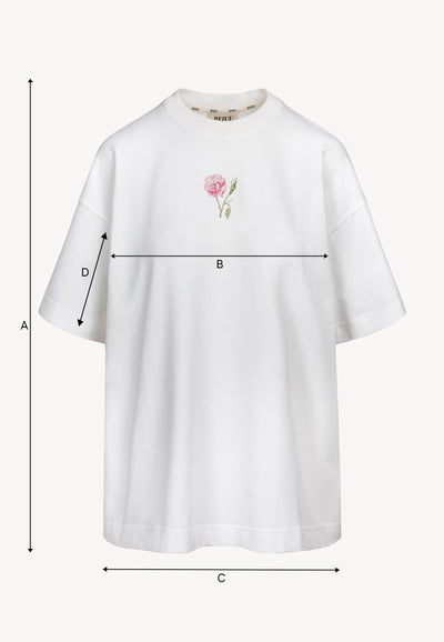 Kremowy T-shirt oversize z nadrukiem na plecach RIONA