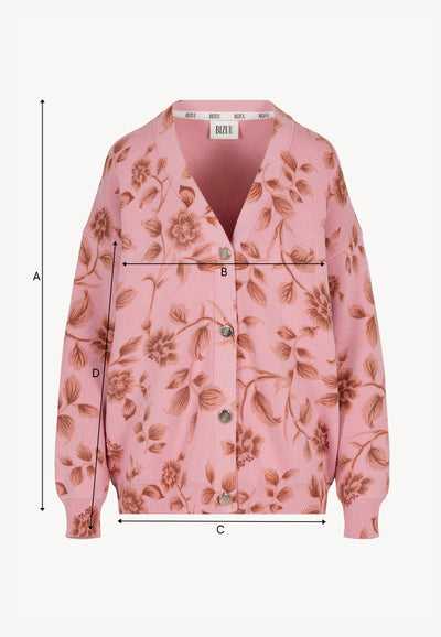 Różowy kardigan w kwiatowy wzór ROSSY