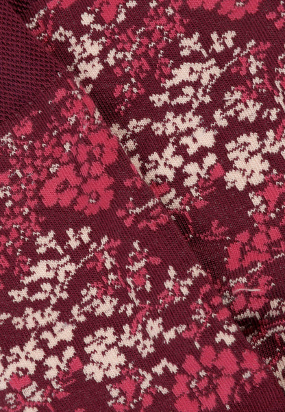 Skarpetki damskie w kwiaty ze ściągaczem SERAFIL bordowe