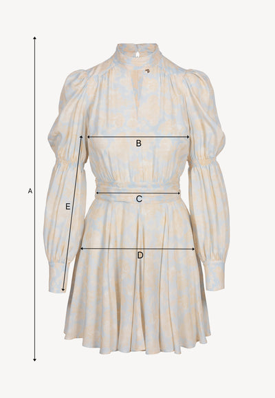 Niebieska sukienka mini z ozdobnym dekoltem SIERRA