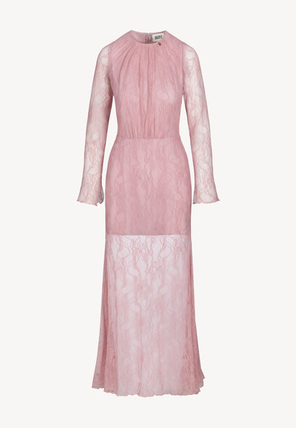 Różowa koronkowa sukienka maxi SOLIN