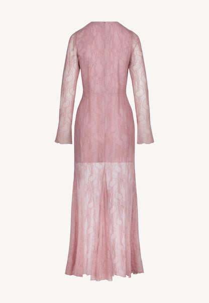 Różowa koronkowa sukienka maxi SOLIN