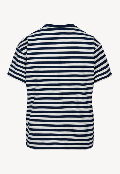 Bawełniany T-shirt w kremowo-granatowe paski TISHALLY