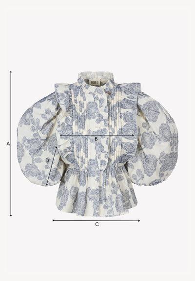 Kremowa bluzka w kwiatowy wzór z falbanami ULLA