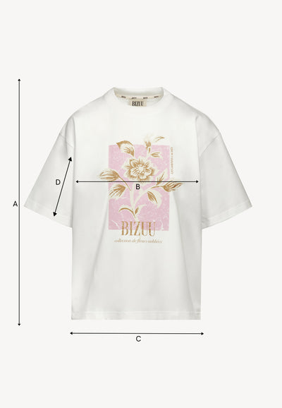 Kremowy T-shirt oversize z grafiką VIORA