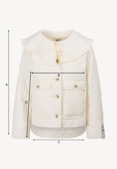 Kremowa kurtka pikowana z ozdobnym kołnierzem ZANNI