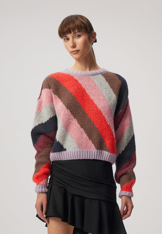 Sweter w kolorowe paski FORTUNE multikolor
